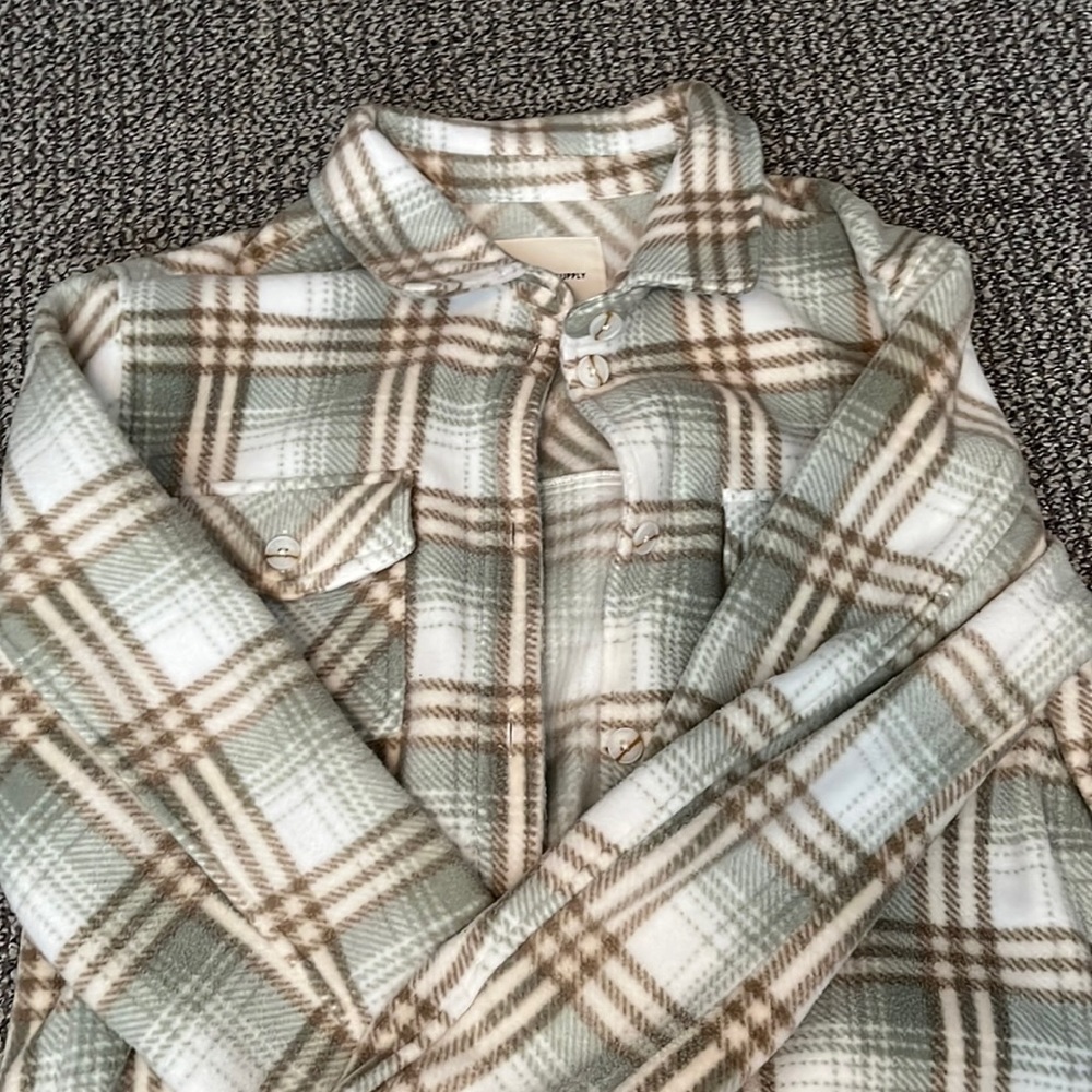Sage Green and Brown Fleece/Flannel Shacket
